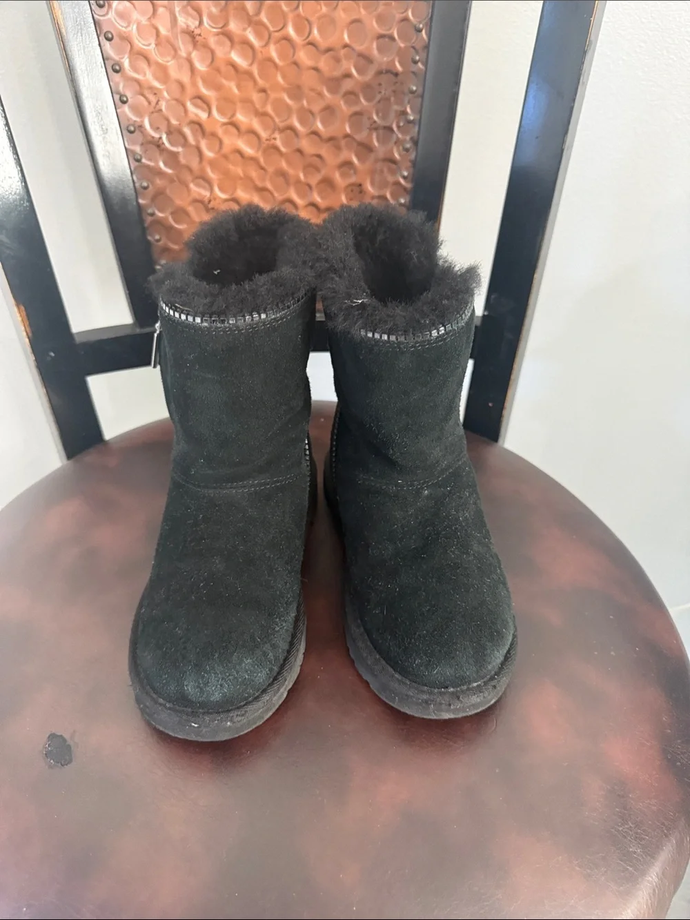 Kids Black Faux-Fur Lined Winter Boots